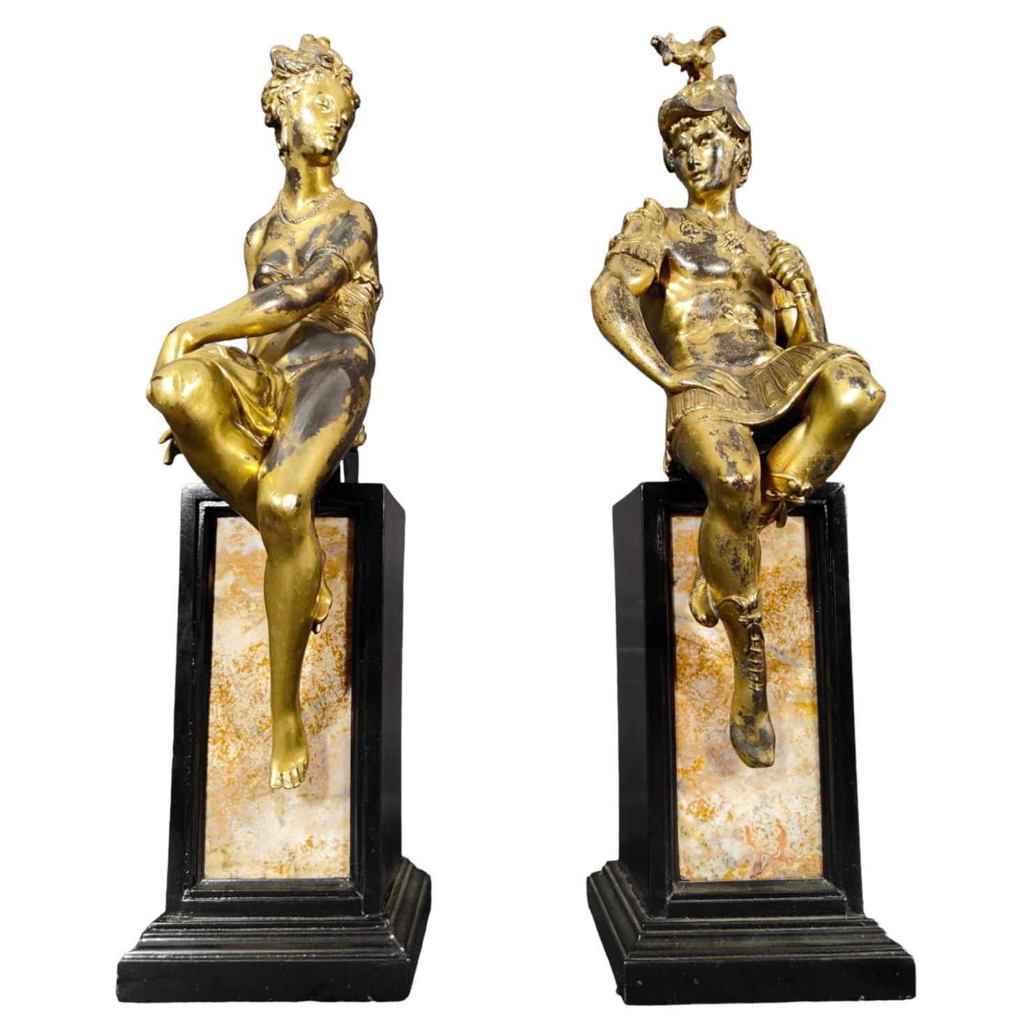 Pair of Antique Gilt Bronze Angels at 1stDibs