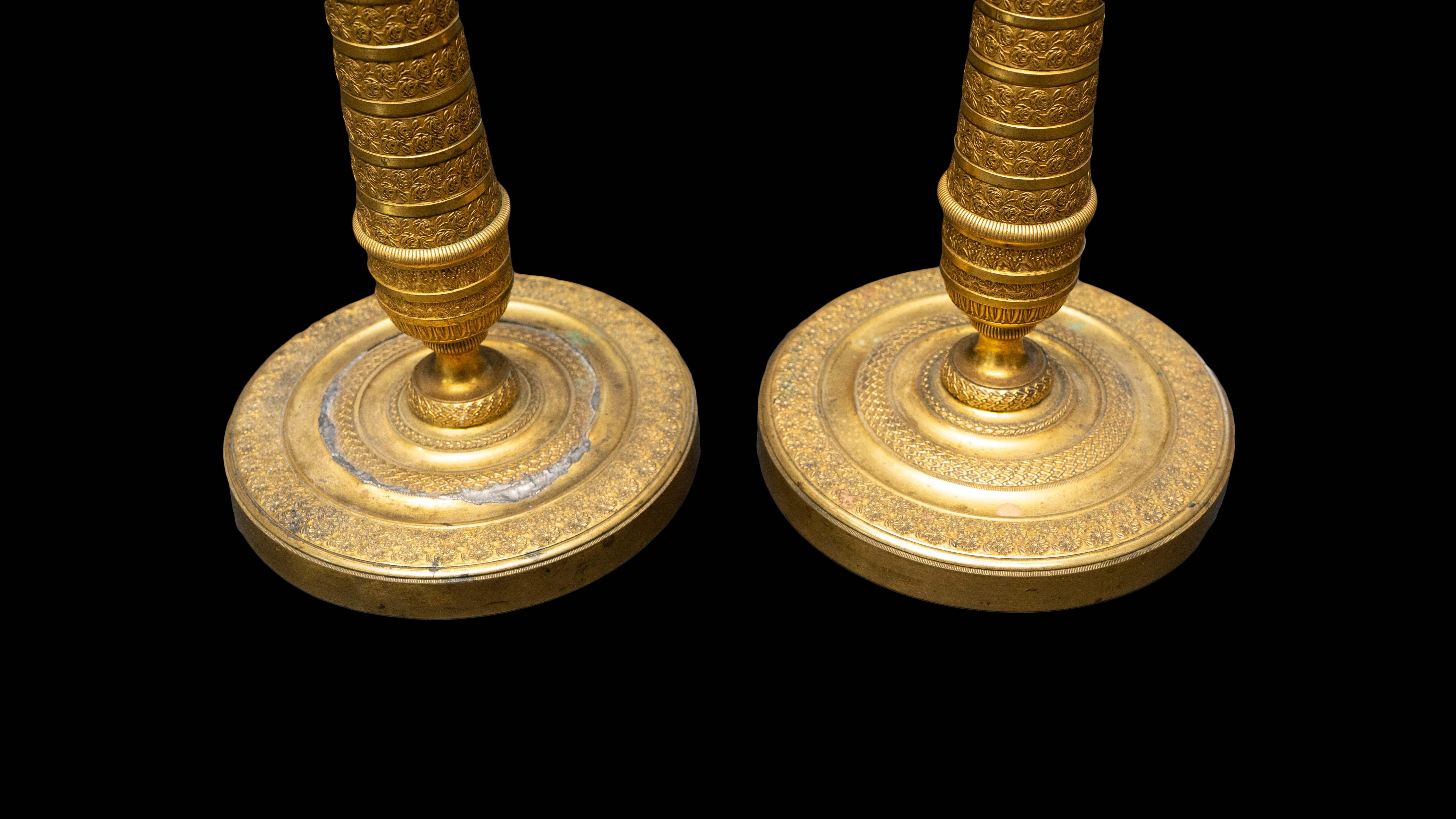 Pair of 19th Century Gilt Candlesticks In Good Condition In New York, NY