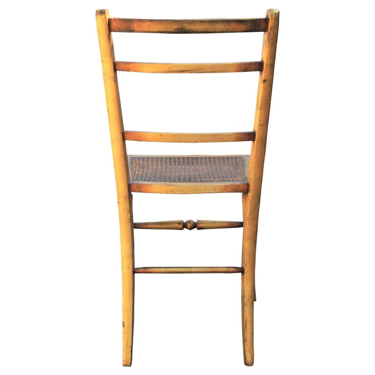 Pair of 19th Century Gilt Cane Side Ladder Back Chairs In Good Condition For Sale In Houston, TX