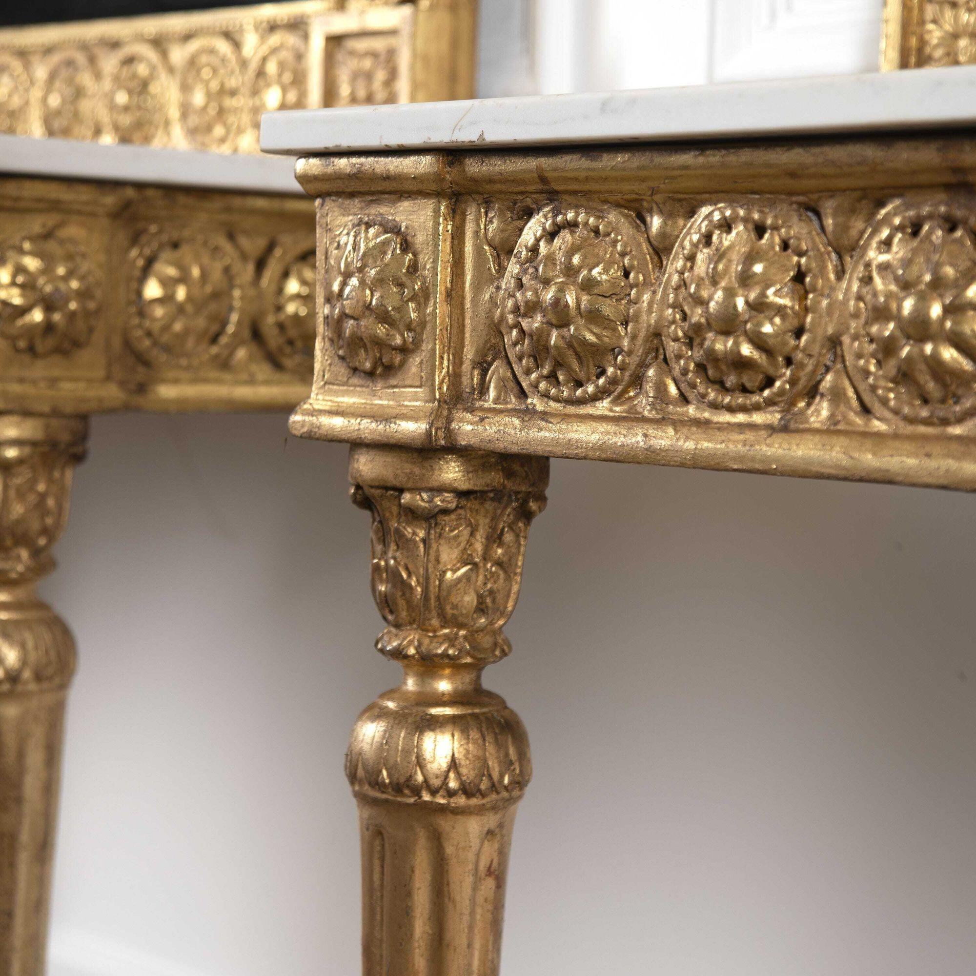 Pair Of 19th Century Gilt Console Tables and Mirrors 1