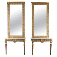 Pair Of 19th Century Gilt Console Tables and Mirrors