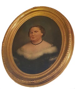 Pair of 19th Century Gilt Framed Oil on Canvas Portraits