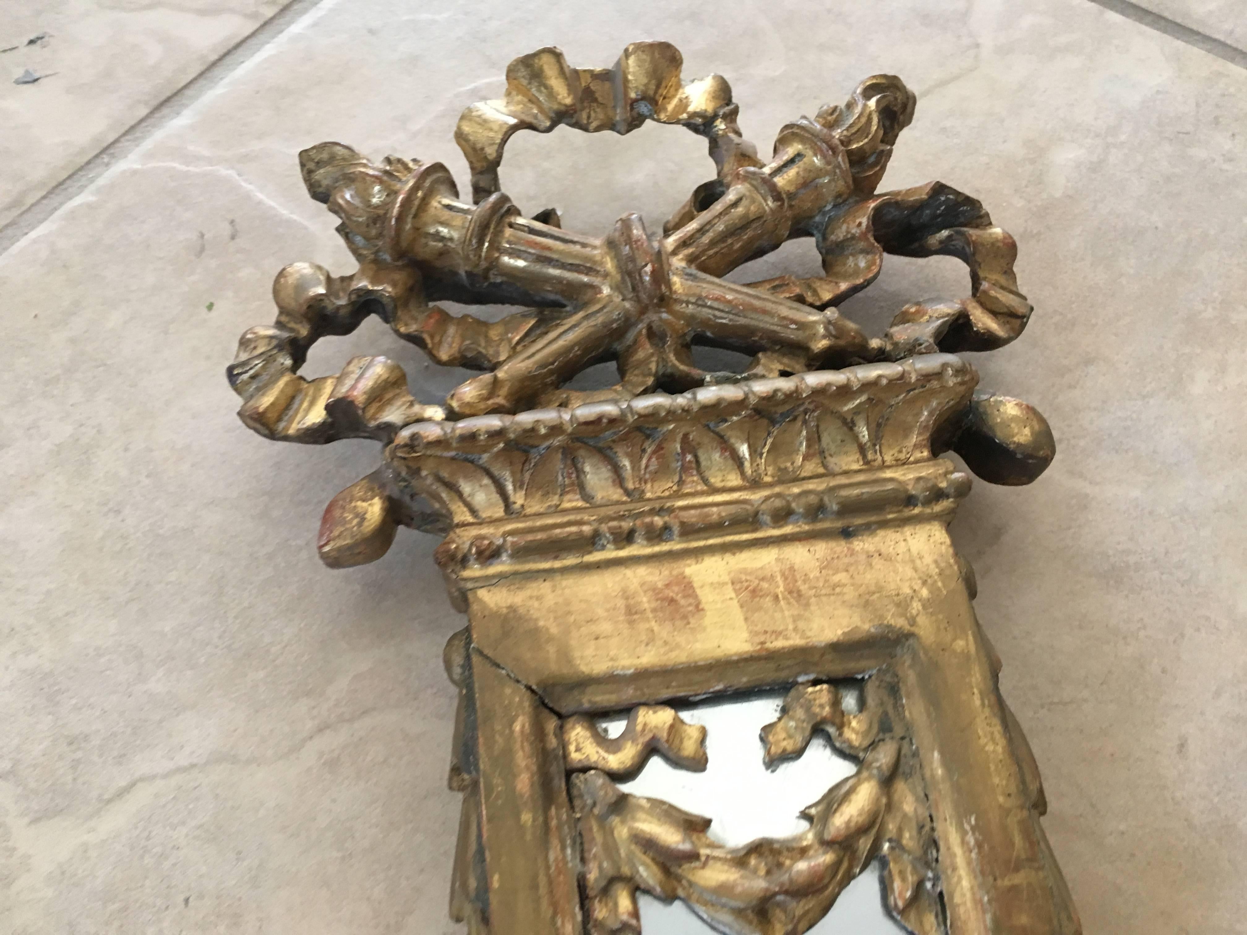 Pair of 19th Century Gilt Louis XVI Candle Mirrored Sconces 1