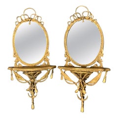 Pair of 19th Century Gilt Wall Bracket Mirrors with Nautical Style