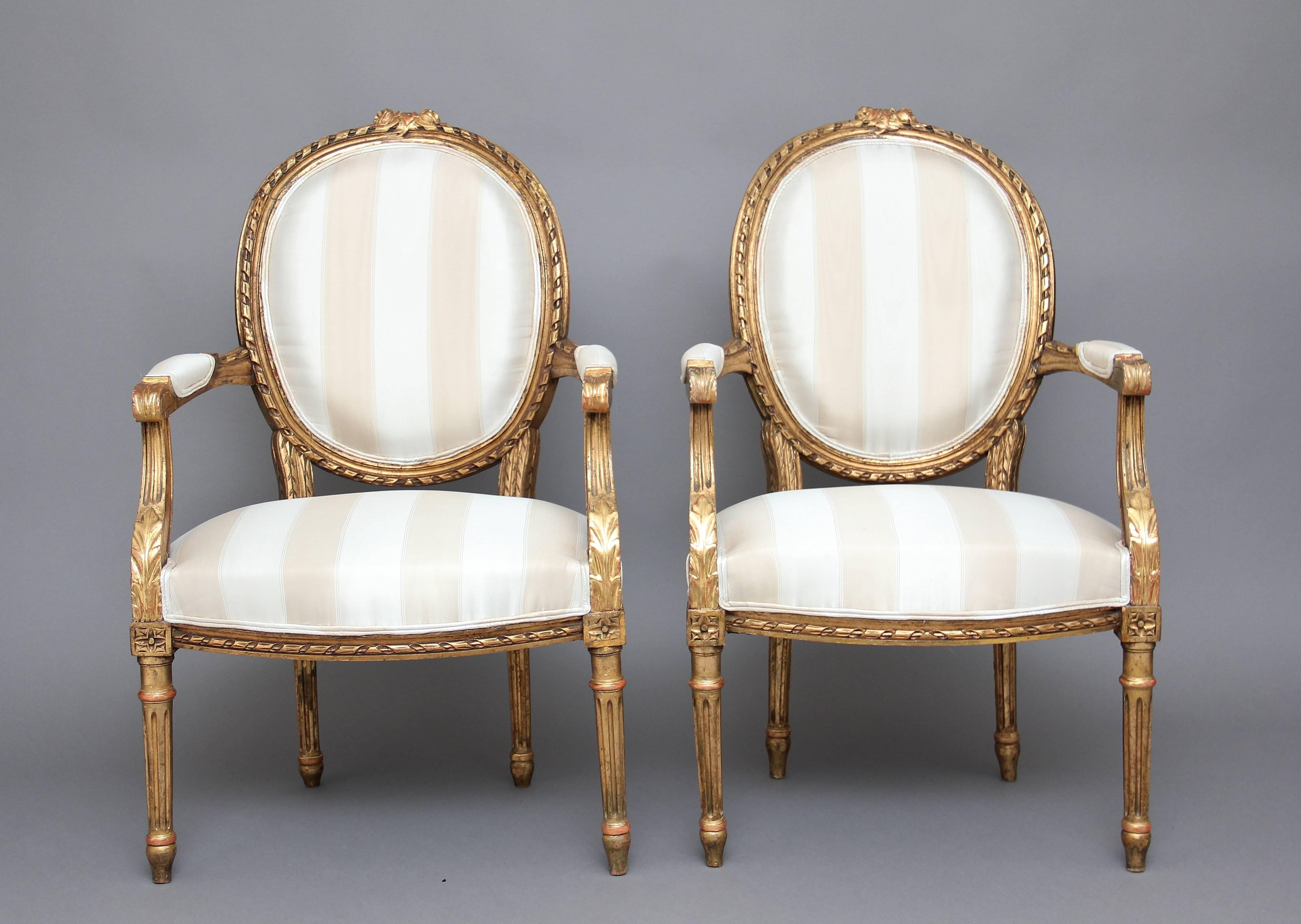 Pair of 19th Century Giltwood and Carved Armchairs In Good Condition In Martlesham, GB