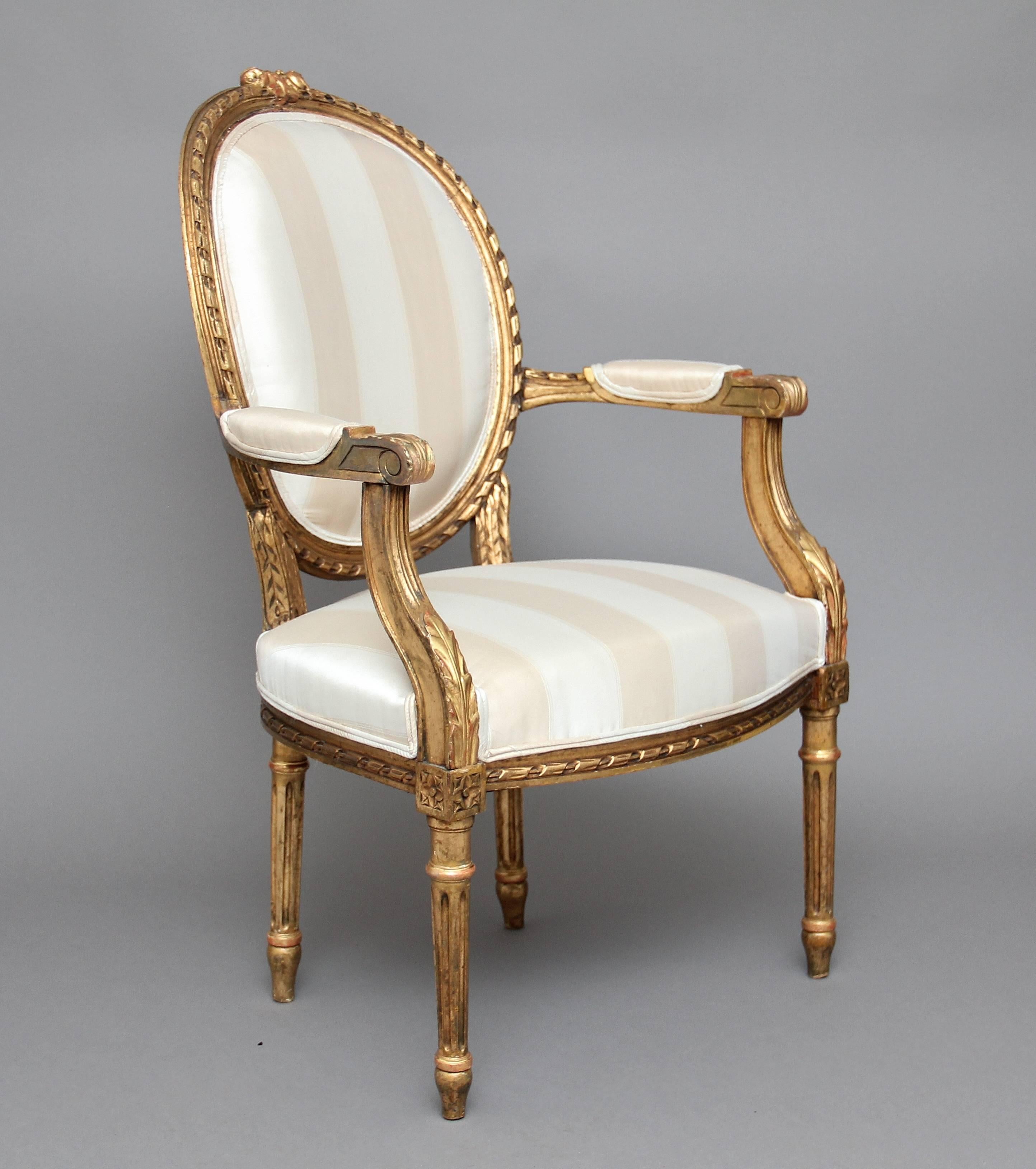 Pair of 19th Century Giltwood and Carved Armchairs 1