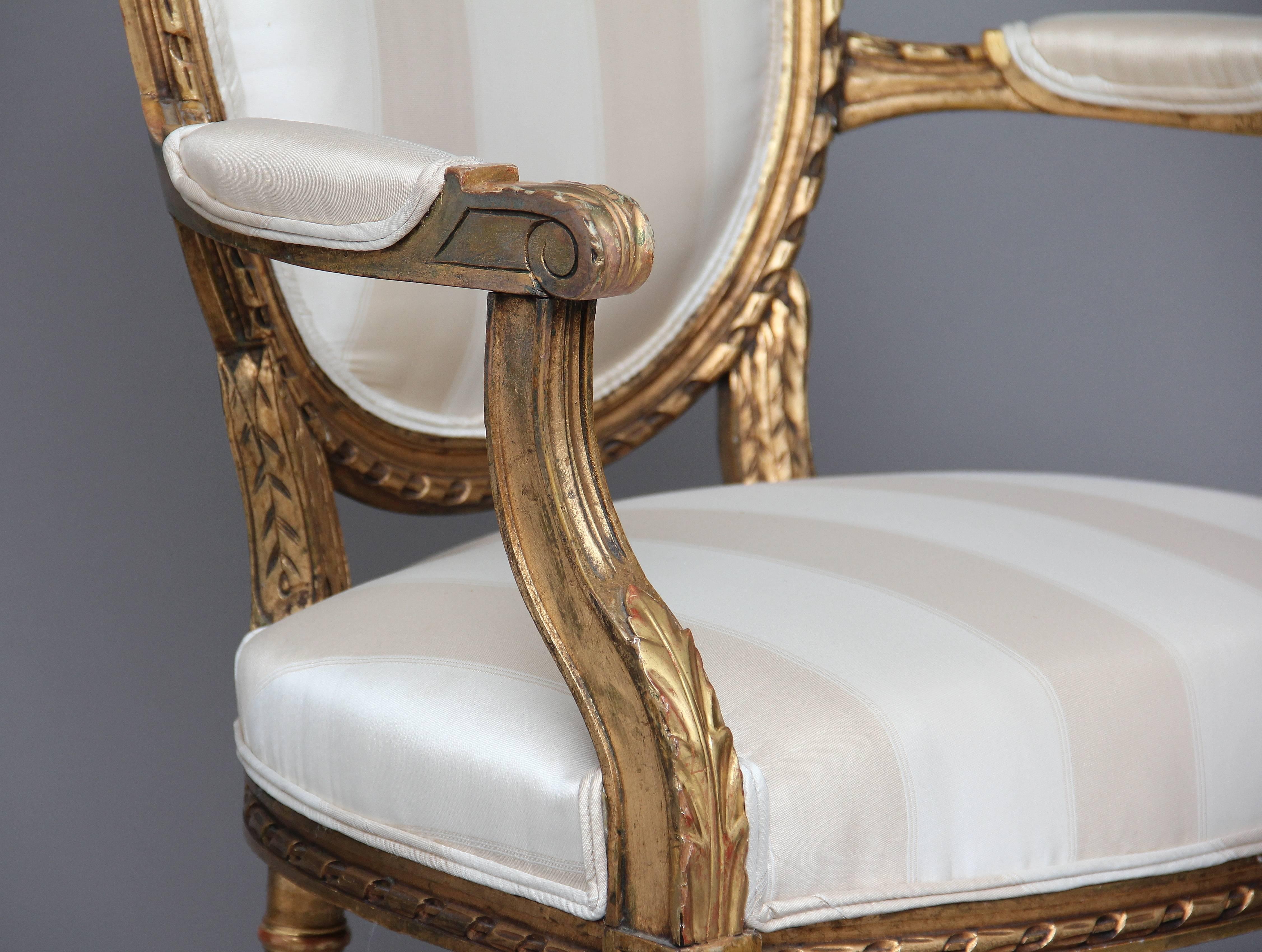 Pair of 19th Century Giltwood and Carved Armchairs 2