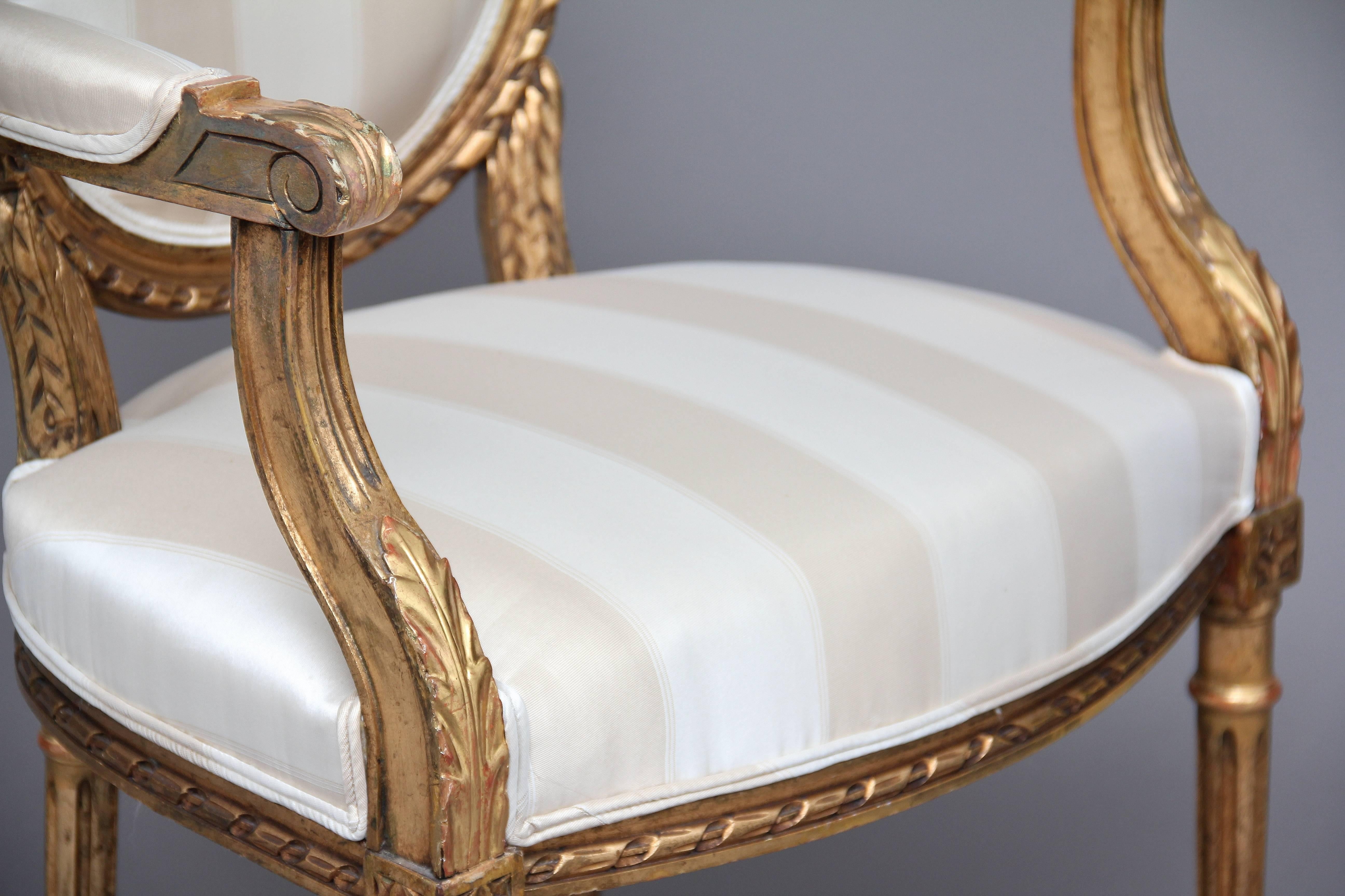 Pair of 19th Century Giltwood and Carved Armchairs 3