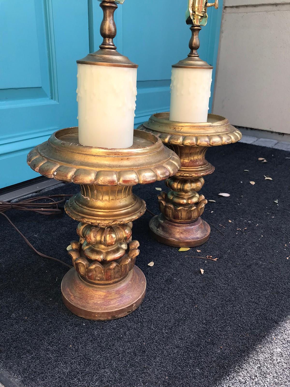 Pair of 19th Century Giltwood and Gesso Urns as Lamps 6