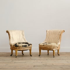 Pair of 19th century Giltwood slipper chairs