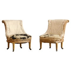 Pair of 19th century Giltwood slipper chairs