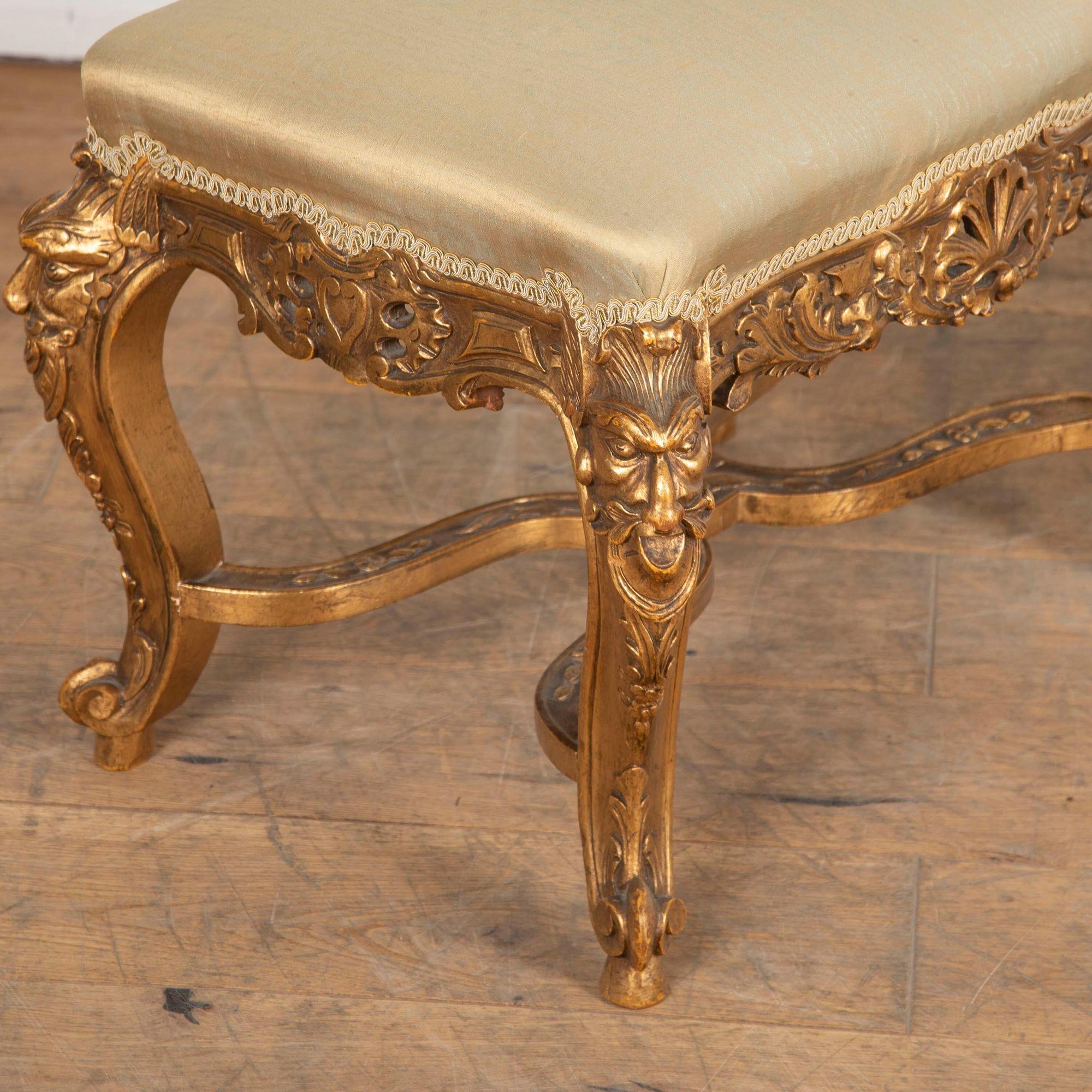French Pair of 19th Century Giltwood Stools For Sale