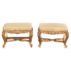 Pair of 19th Century Giltwood Stools