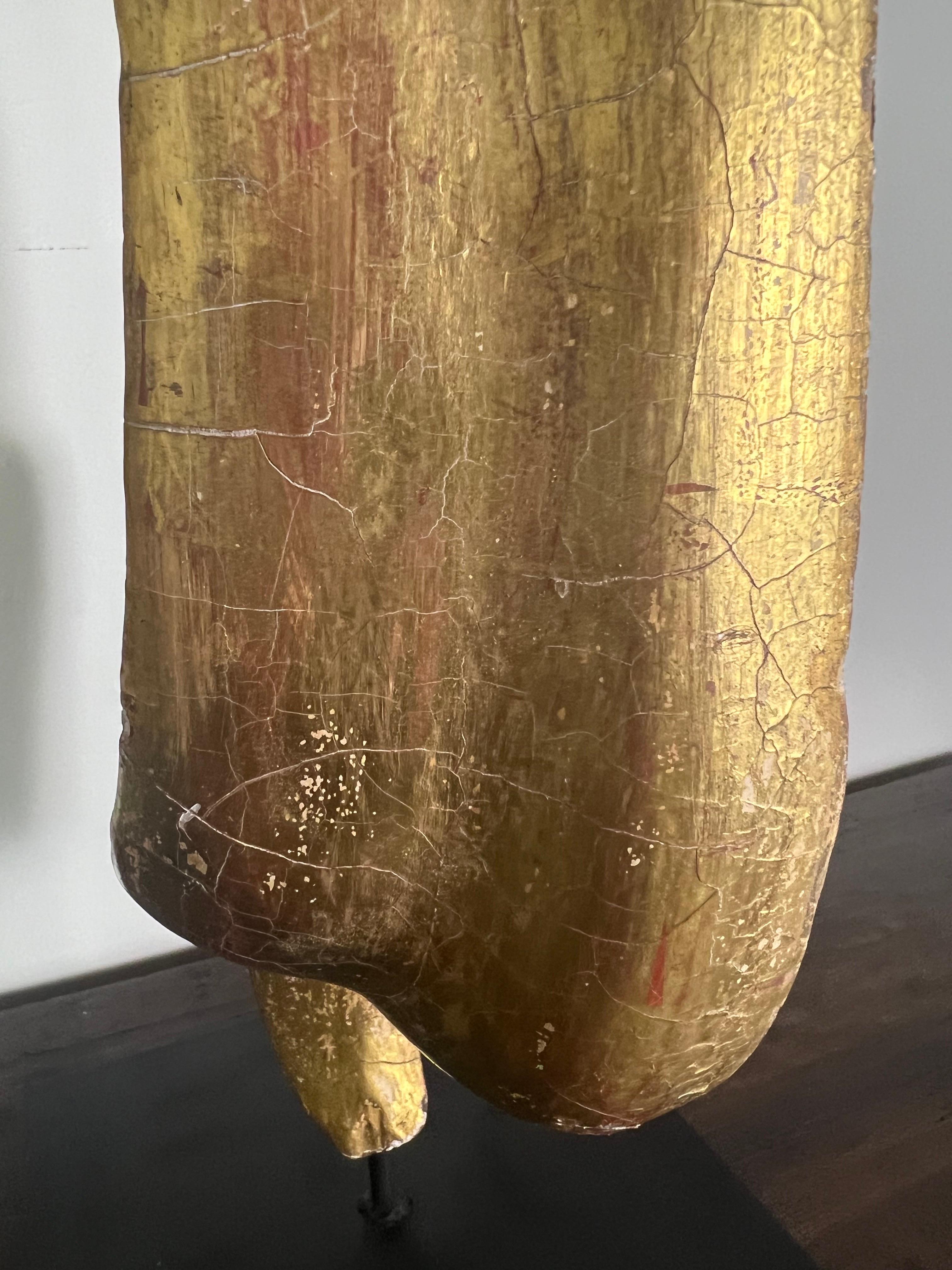 Pareja de alas de madera dorada del s. XIX sobre bases de hierro en venta 8
