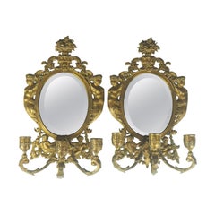 Pair of 19th Century 'Girandole' Italian Mirrored Wall Sconces