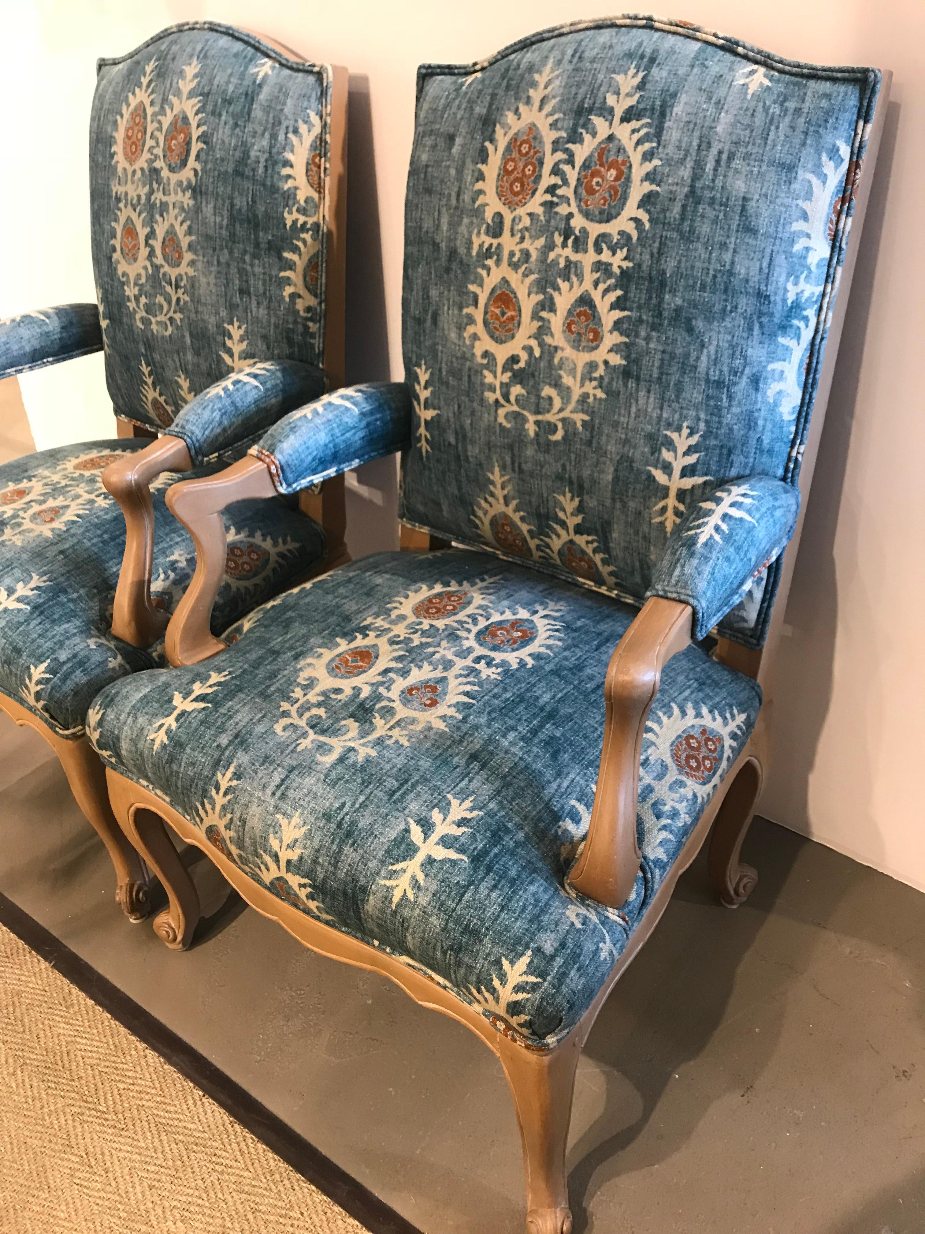 Newly upholstered armchairs, 19th century, France. Priced and sold as set only.


 