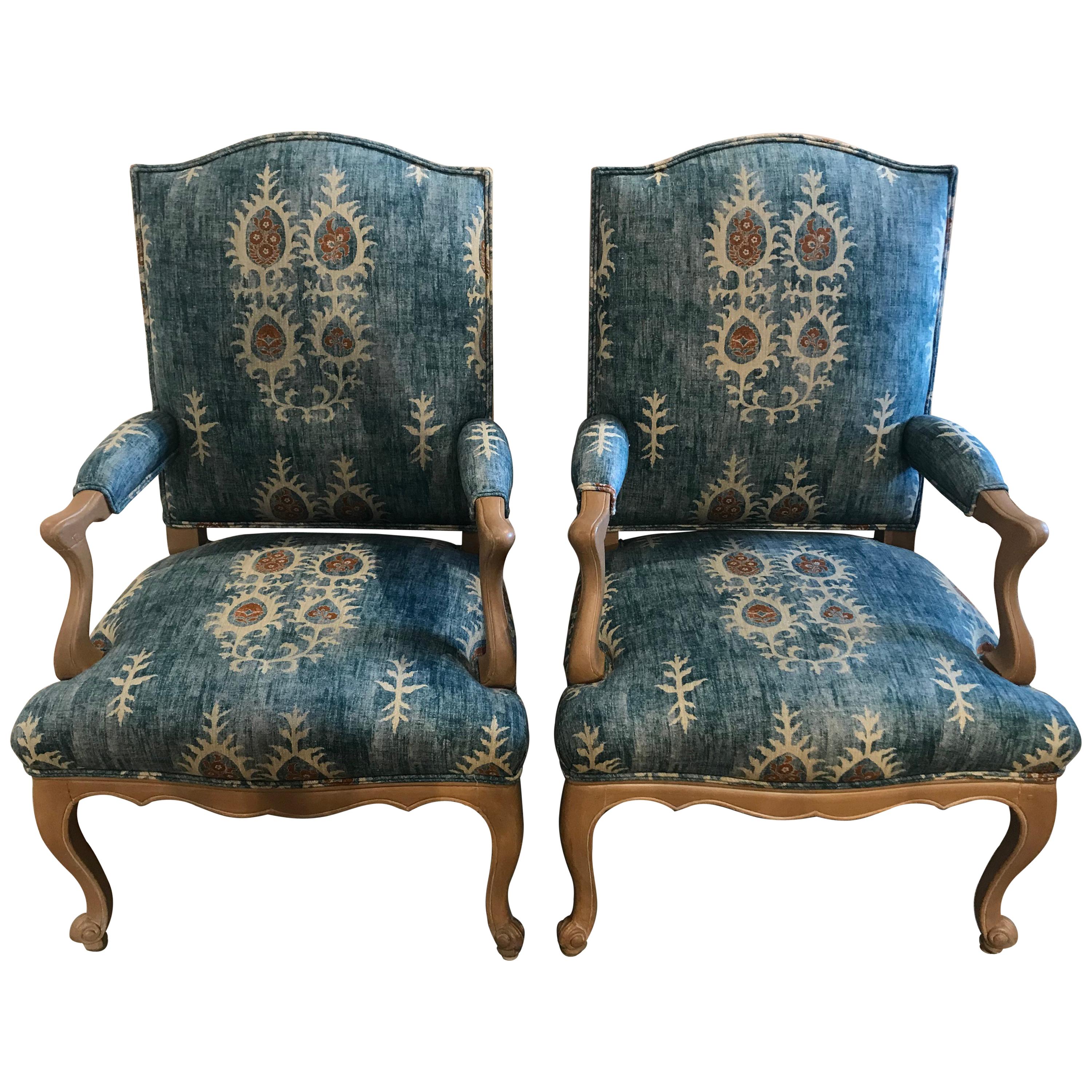 Pair of 19th Century Glaze Painted Armchairs For Sale