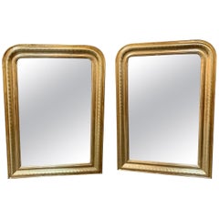Pair of 19th Century Gold Louis Philippe Mirror with X-Pattern