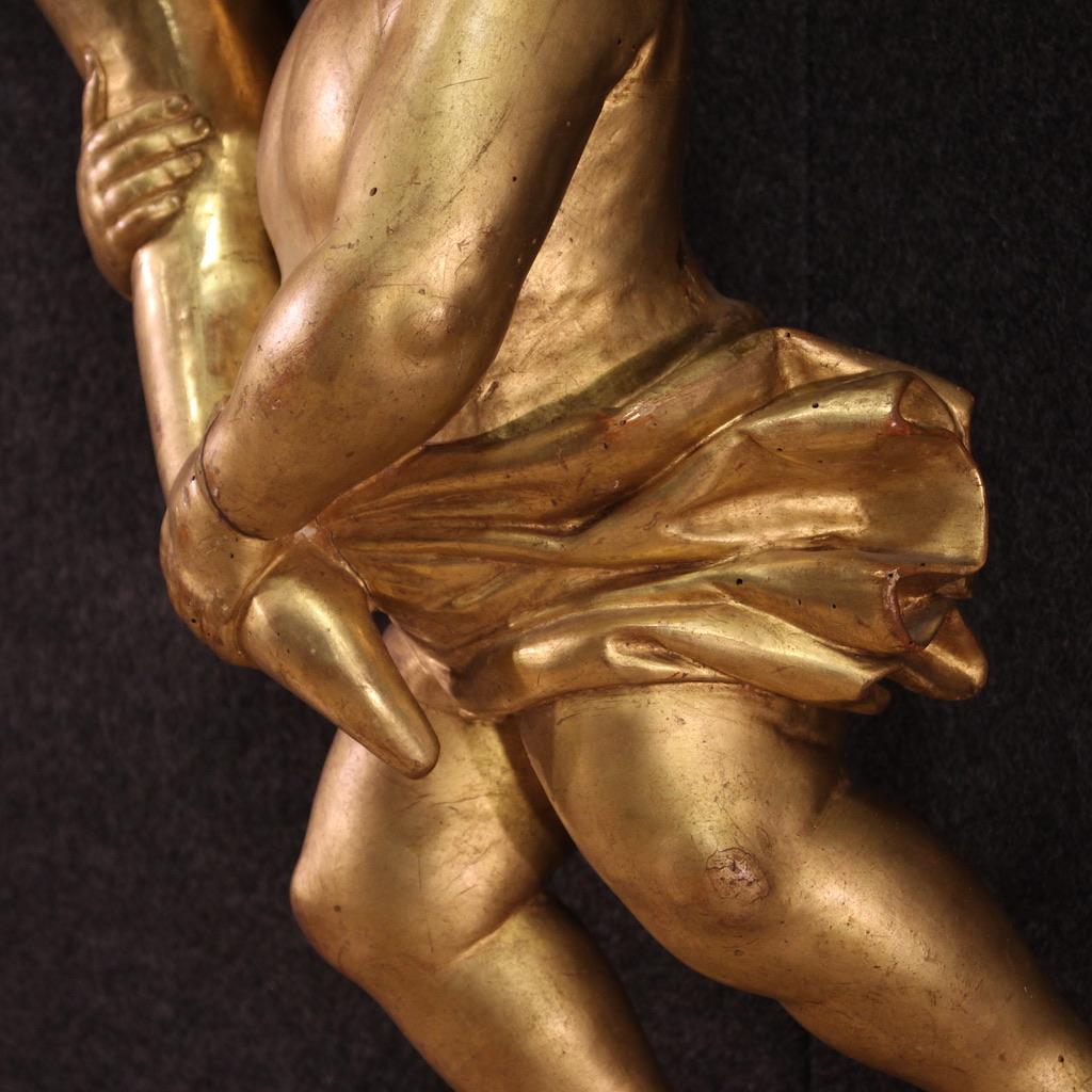 Pair of 19th Century Gold Wood Italian Cherubs Sculptures, 1830 5