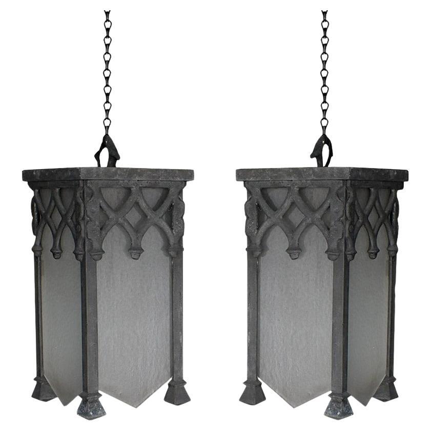 Pair of 19th Century gothic English lights