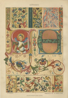 Pair of 19th Century Gothic Illuminated Ornament Prints Published in 1887