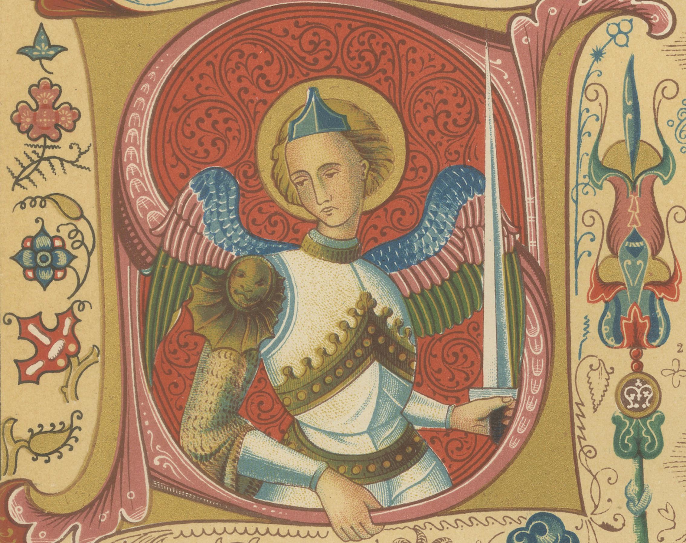 Pair of 19th Century Gothic Illuminated Ornament Prints Published in 1887 For Sale 4