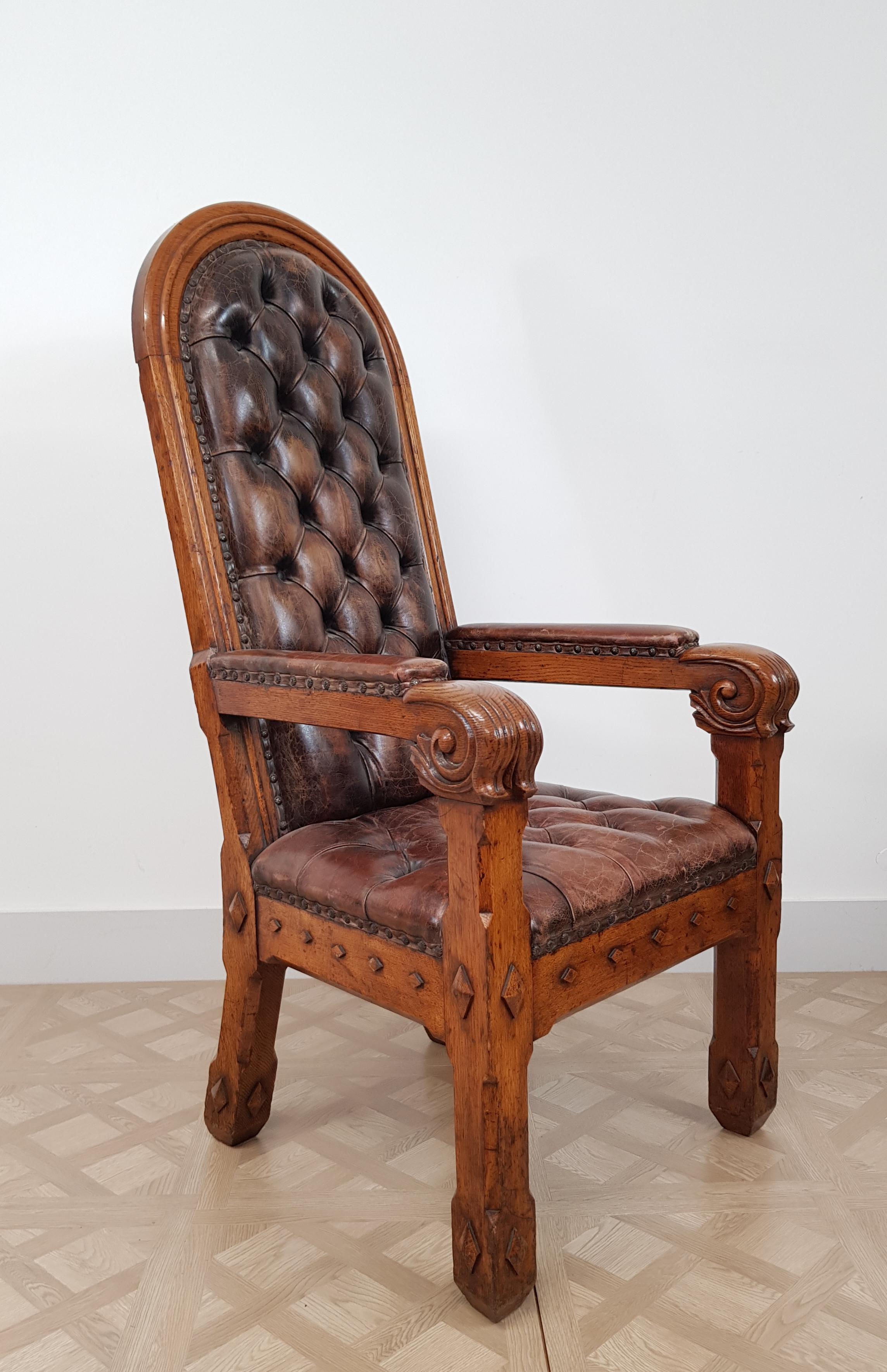 Paar Thronsessel / Sessel aus der Gotik des 19. im Angebot 2