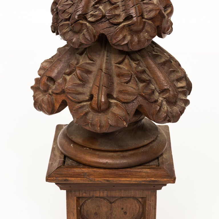 Pair of 19th Century Gothic Style Wood Carved Finials at 1stdibs