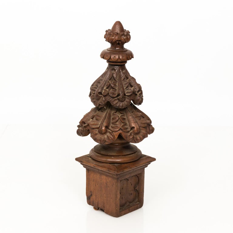Pair of 19th Century Gothic Style Wood Carved Finials at 1stDibs