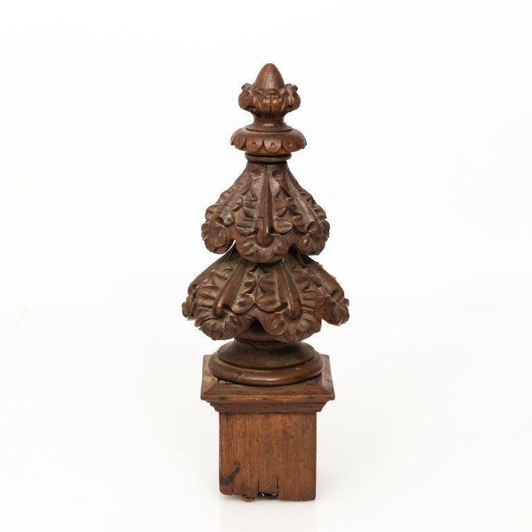 Pair of 19th Century Gothic Style Wood Carved Finials at 1stDibs