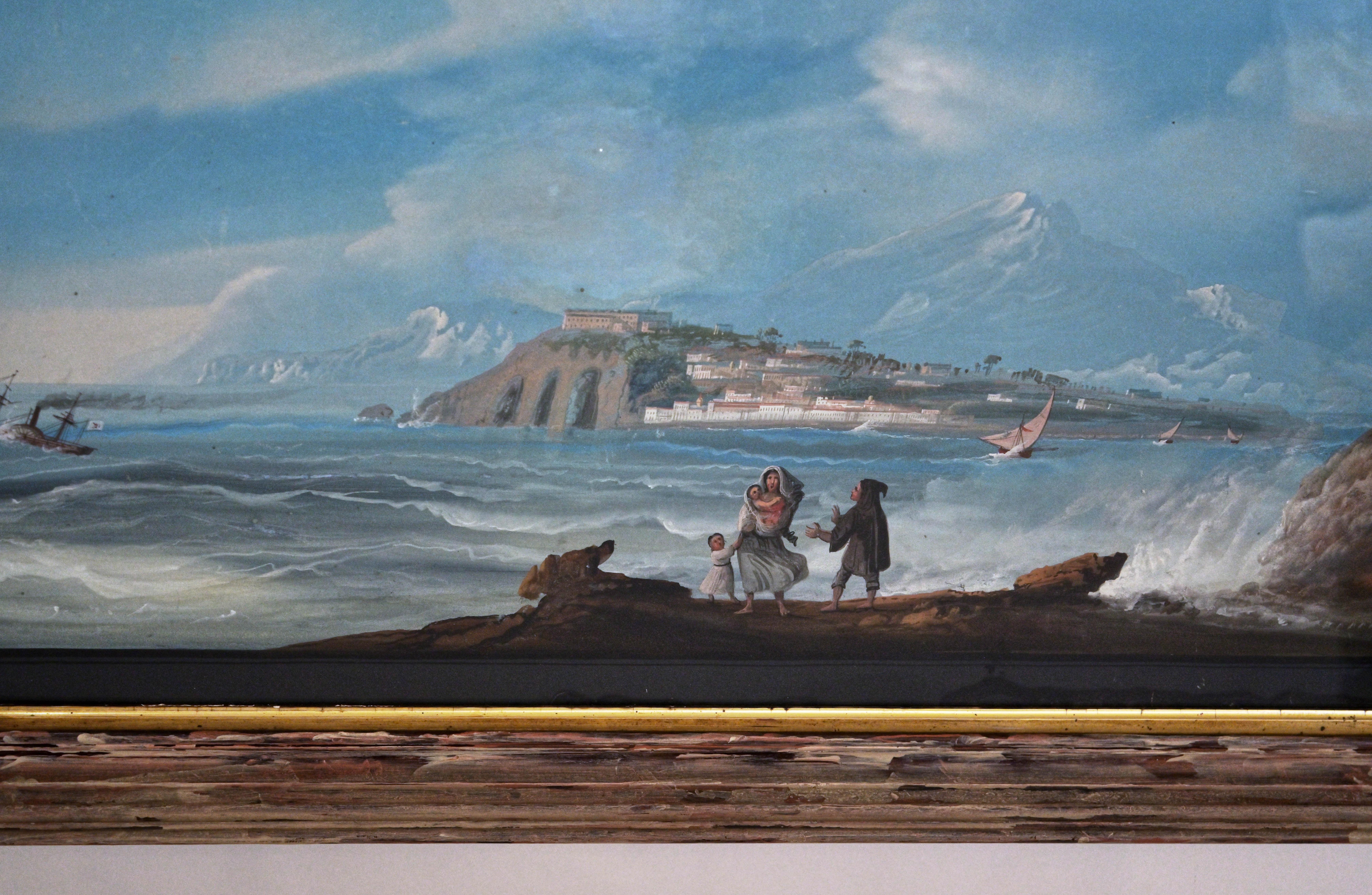 Paar Gouache-Gemälde der Neapel-Szene aus dem 19.  im Angebot 1