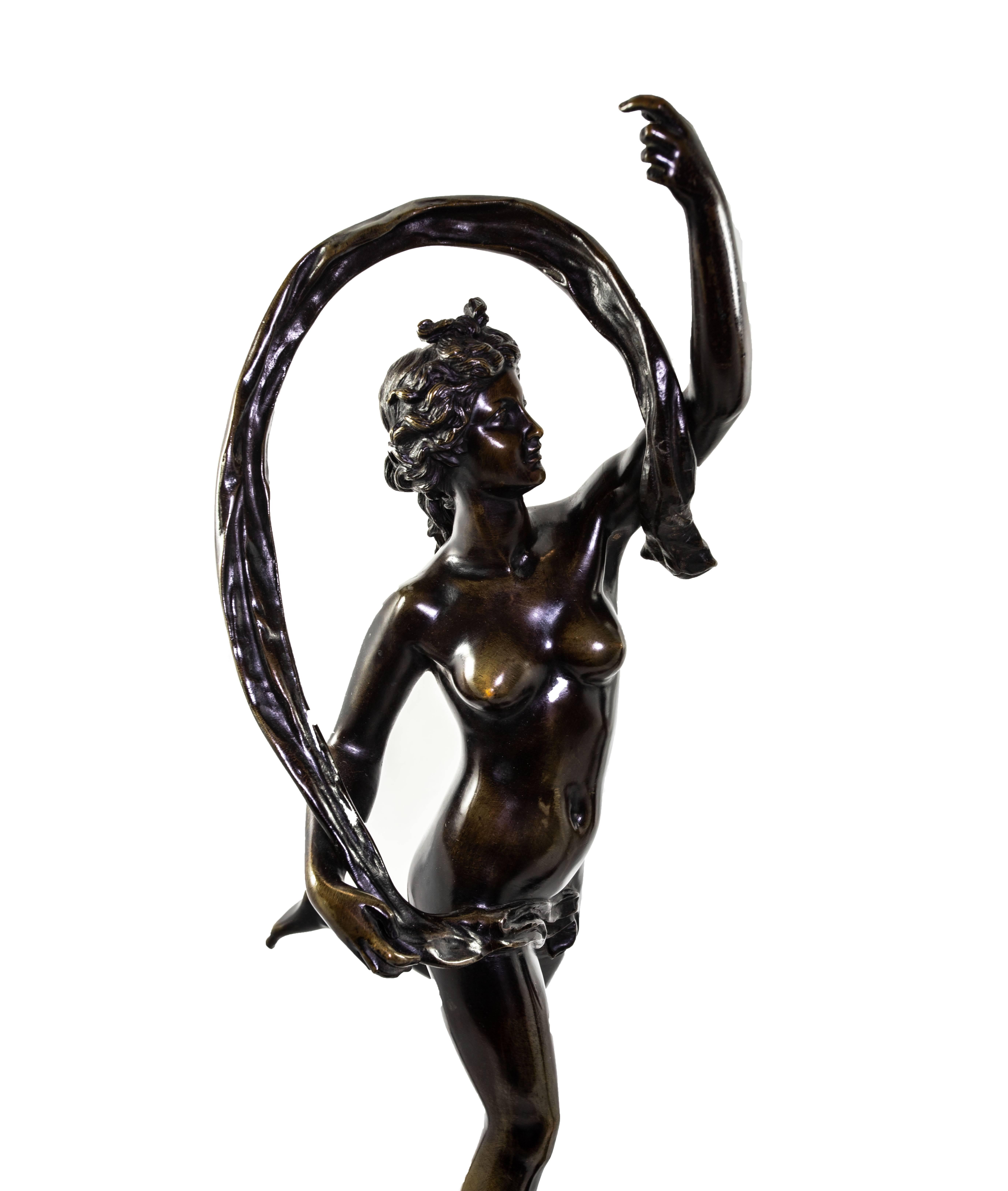 Pair of 19th century Grand Tour bronze figures of Mercury and Fortuna
after Giambologna,
Mercury and Fortuna
each inscribed Jean-de-Bologne, each on Belgian black marble and bronze base, brown patina.
 