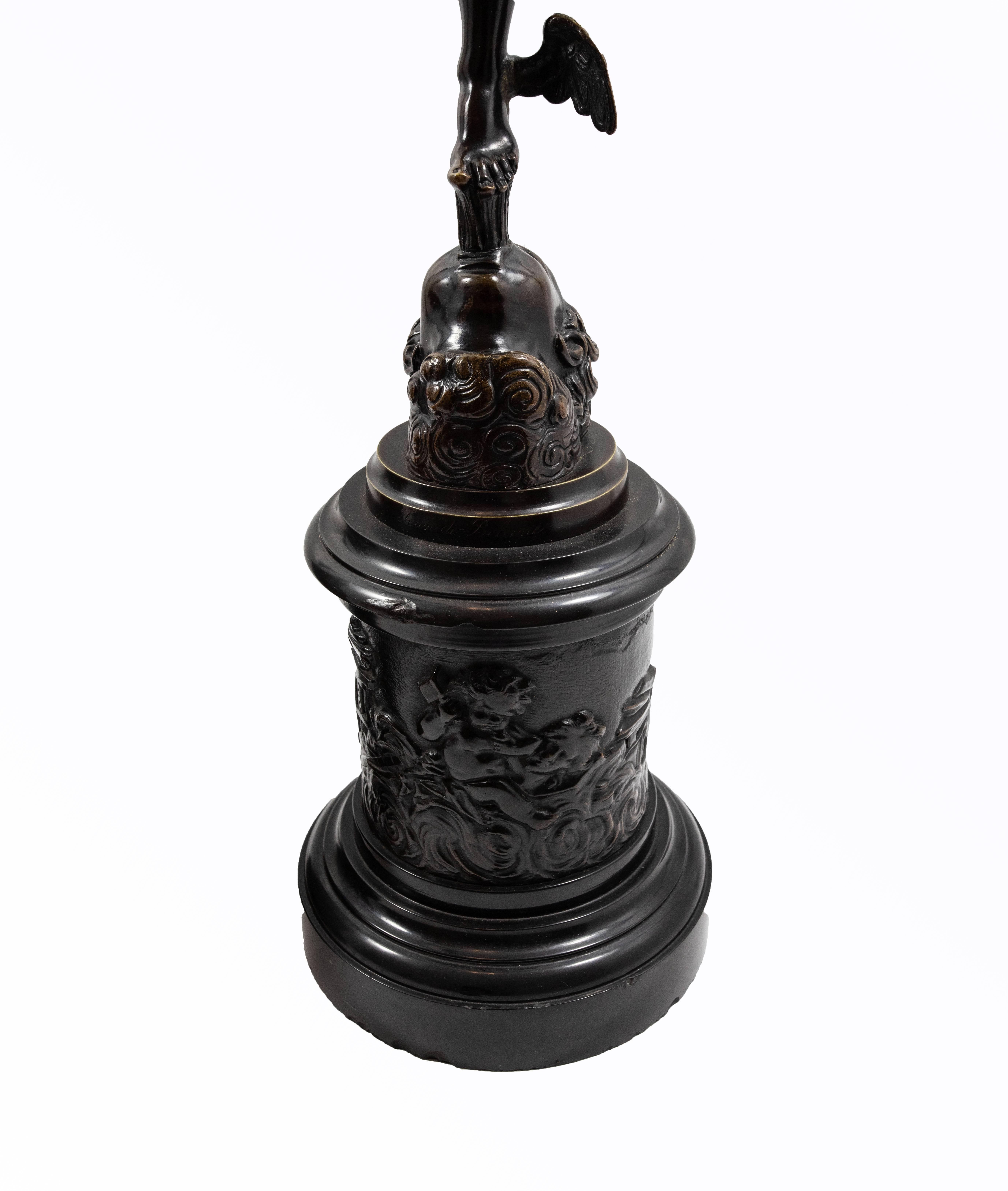 French Pair of 19th Century Grand Tour Bronze Figures of Mercury and Fortuna