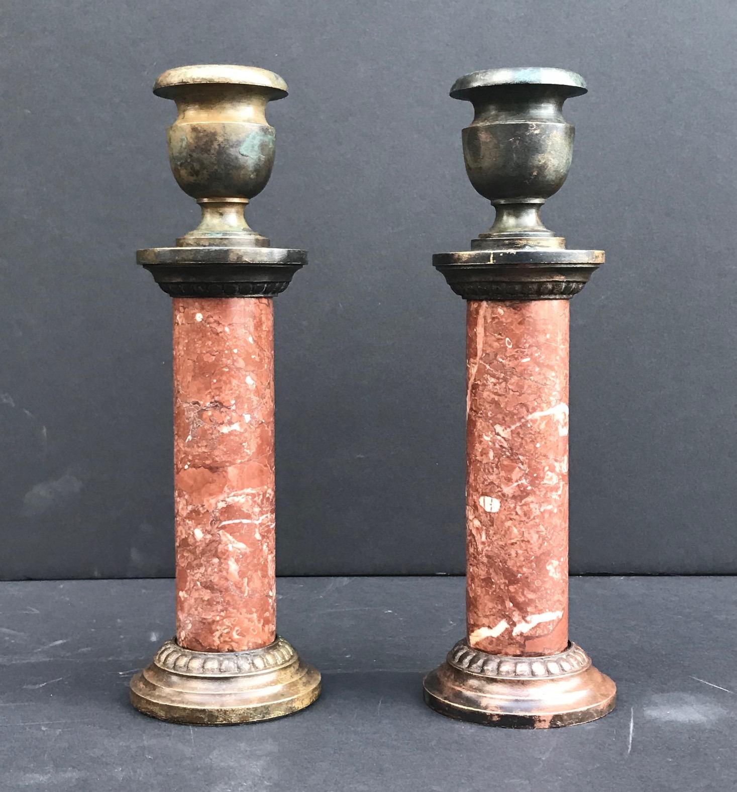 Pair of 19th Century Grand Tour French Neoclassical Candlesticks In Good Condition In Vero Beach, FL