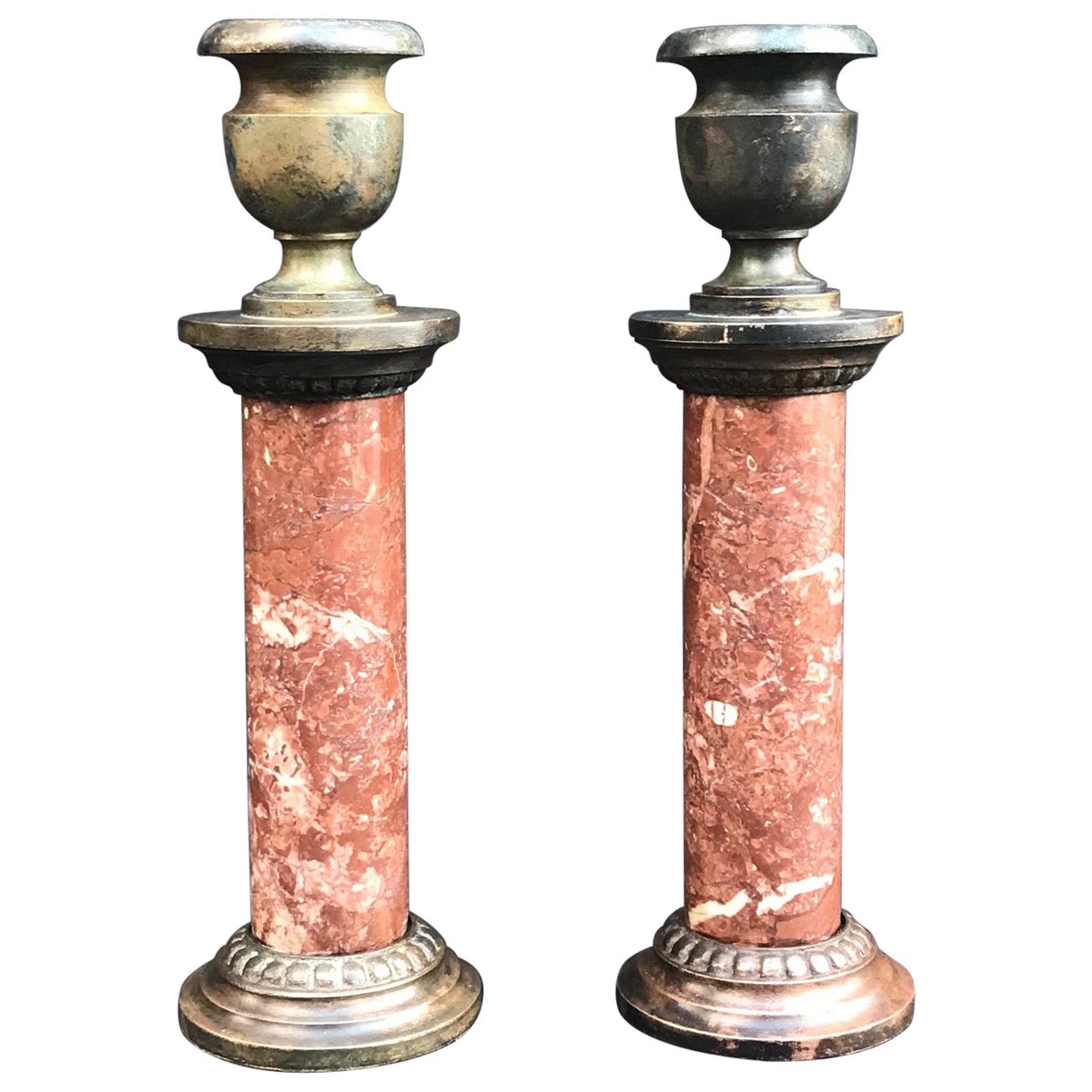 Pair of 19th Century Grand Tour French Neoclassical Candlesticks