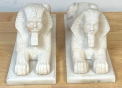Pair of 19th Century Grand Tour Hand-Carved Marble Sphinx Sculptures