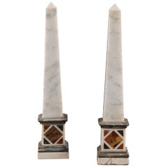 Pair of 19th Century Grand Tour Marble Obelisks
