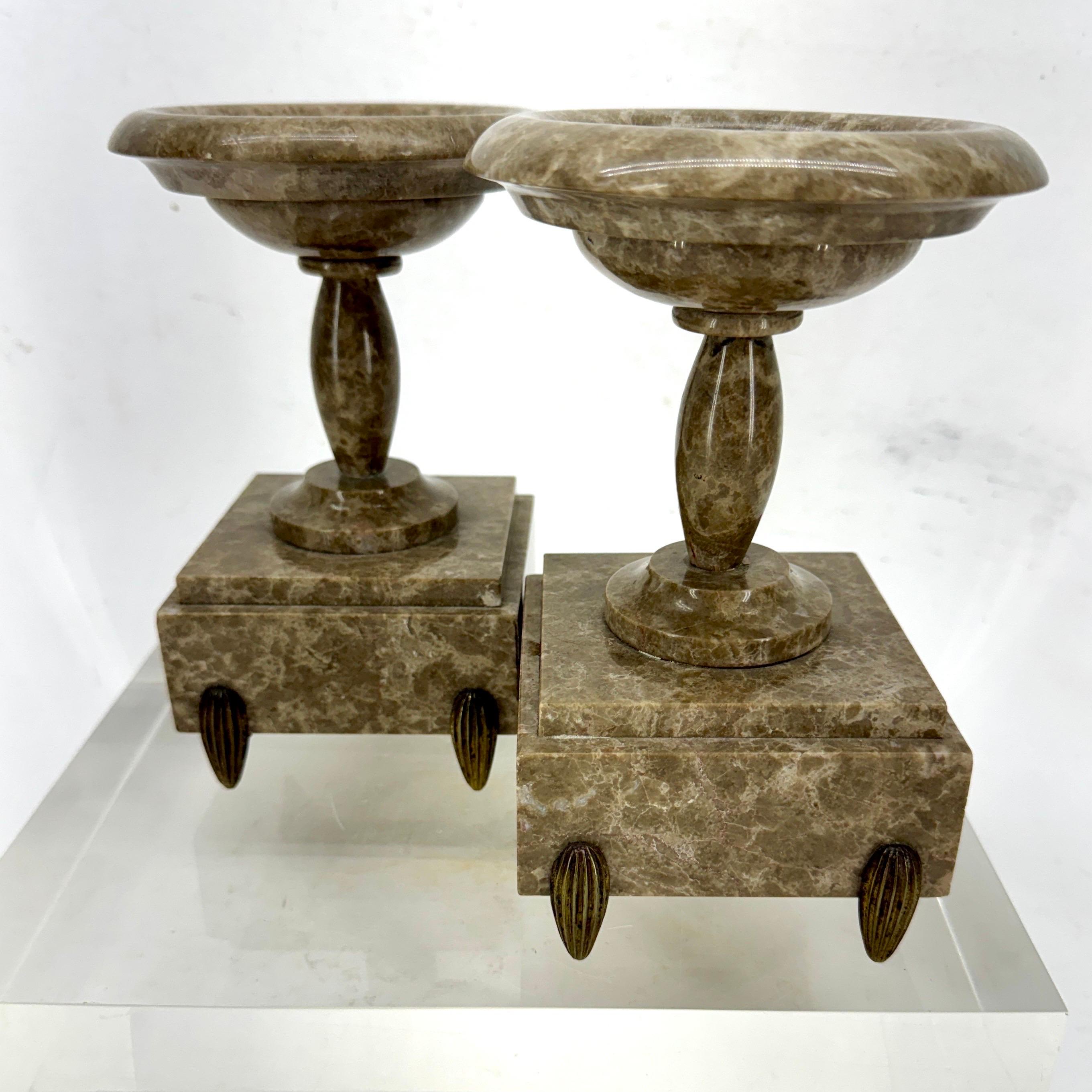 French Pair of 19th Century Grand Tour Marble Tazzas Stands