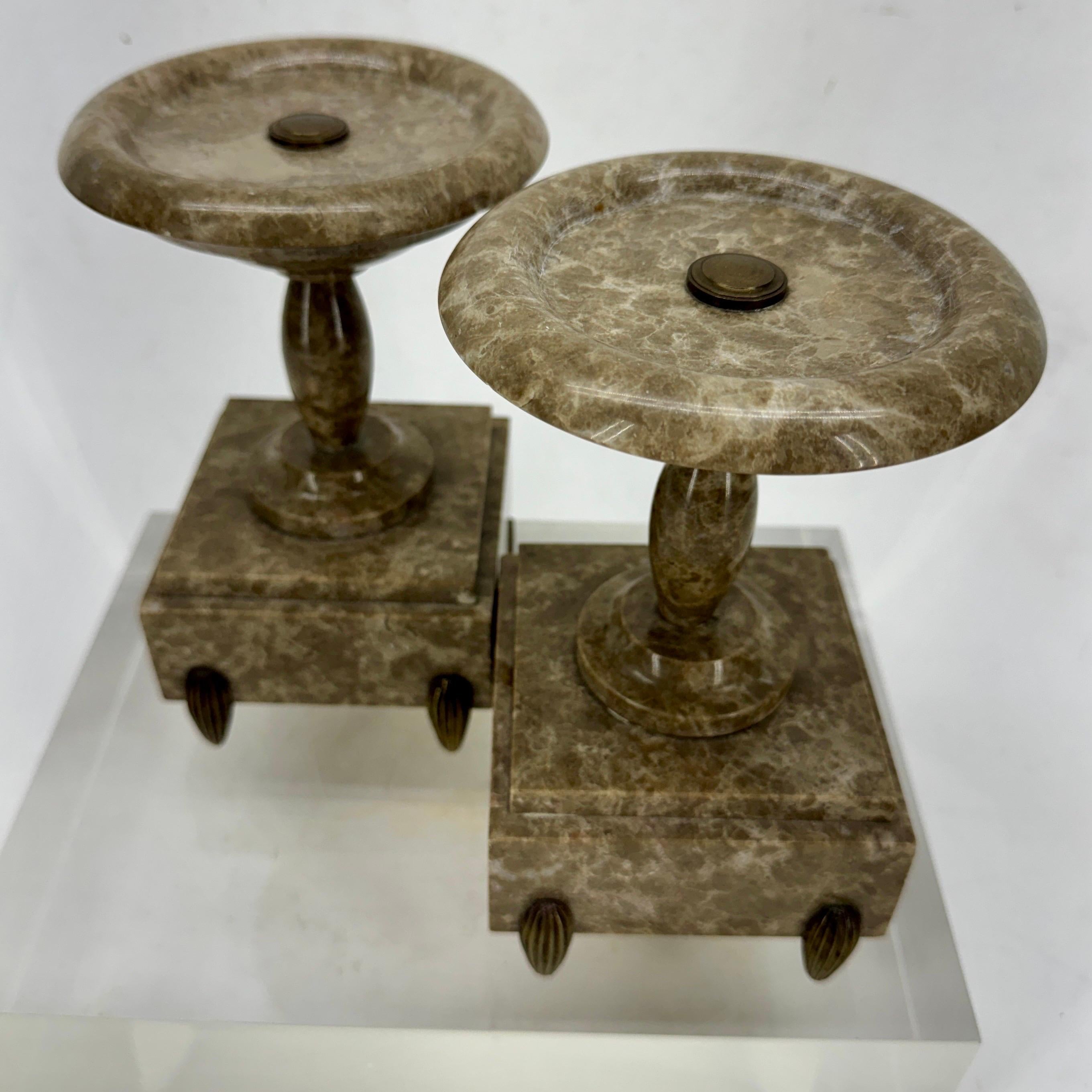 Gilt Pair of 19th Century Grand Tour Marble Tazzas Stands