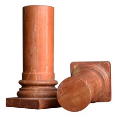 Paar Grand Tour Souvenir Rosso Antico-Marmor-Halbsäulen aus dem 19. Jahrhundert