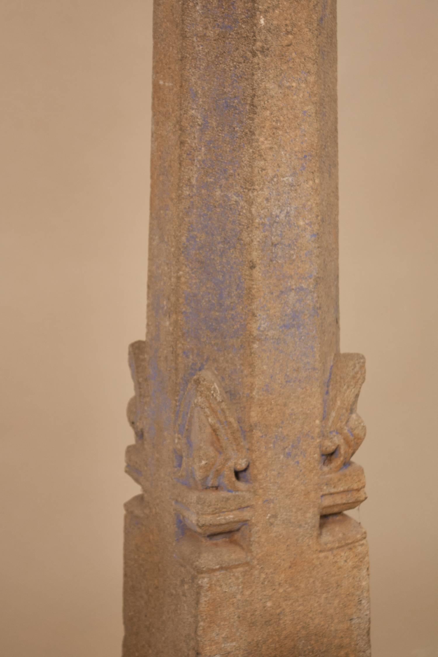 Carved Pair of 19th Century Granite Pillars