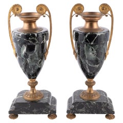 Pair Of 19th Century Green Marble & Ormolu Vases