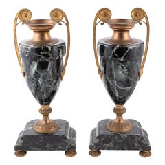 Pair Of 19th Century Green Marble & Ormolu Vases