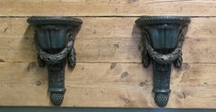 Pair of 19th Century Green Wall Brackets These are beautifully designed