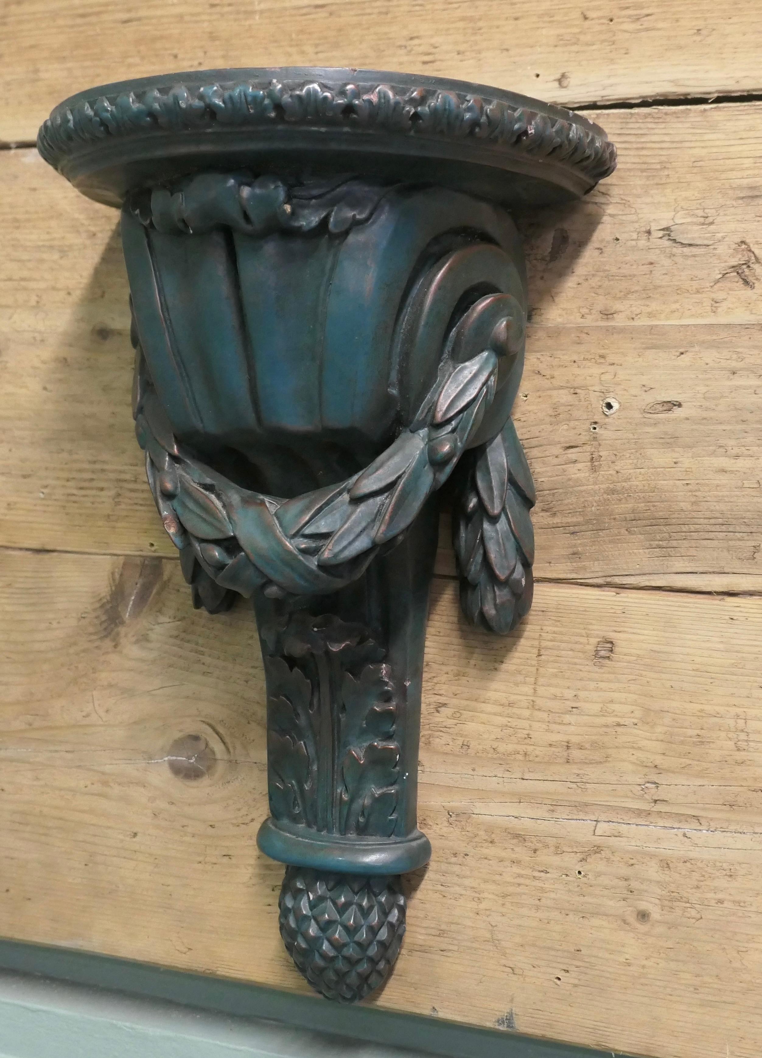 Plaster Pair of 19th Century Green Wall Brackets These are beautifully designed For Sale