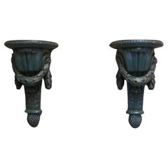 Pair of 19th Century Green Wall Brackets These are beautifully designed