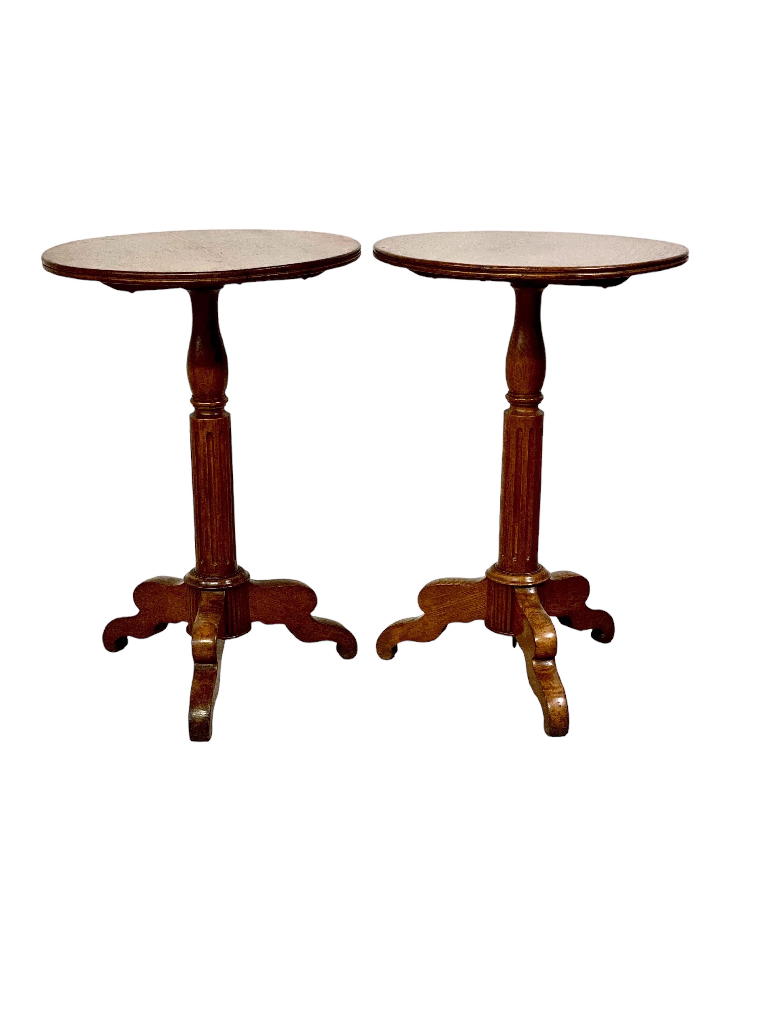  Pair of French Walnut Gueridon Tables, 19th Century For Sale 9