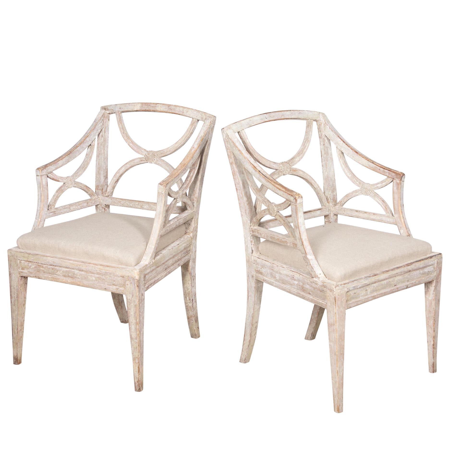 Wood Pair of 19th Century Gustavian Bellman Chairs For Sale