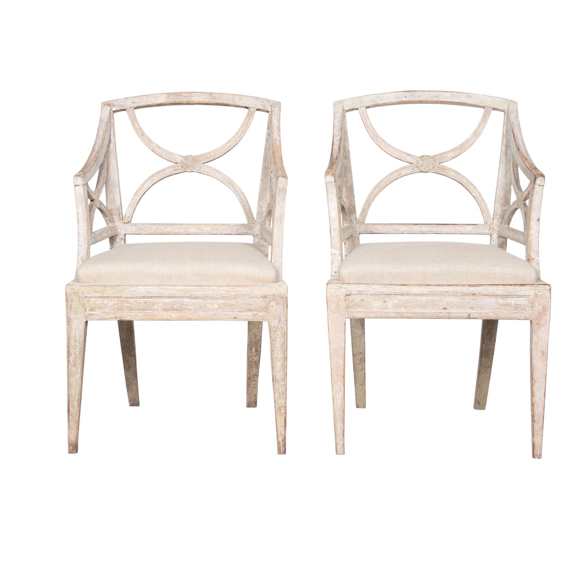 Pair of 19th Century Gustavian Bellman Chairs For Sale 2