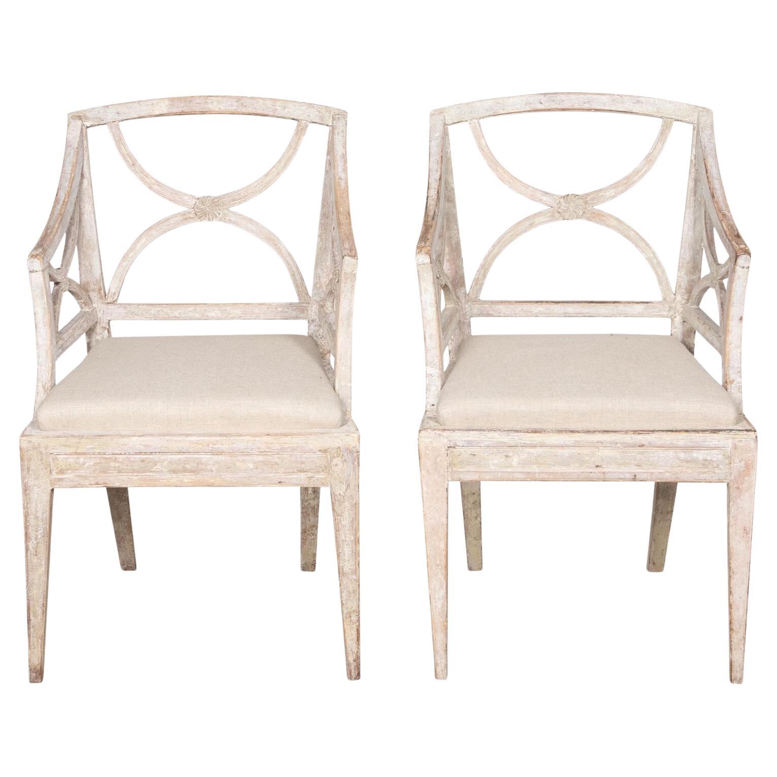 Pair of 19th Century Gustavian Bellman Chairs For Sale